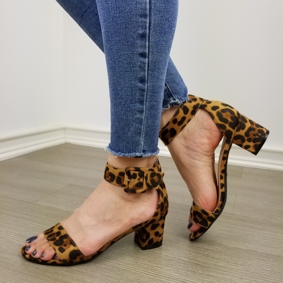Block Heel Suede Leopard Sandal - Picture 8 of 16
